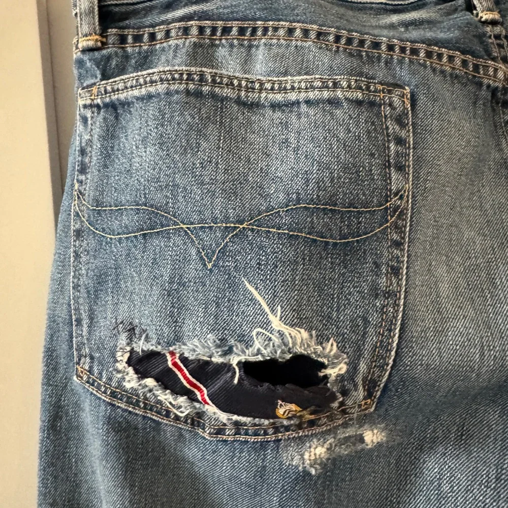 Polo Ralph‎ Lauren Men's Distressed Patchwork Jeans Button Fly Blue Size 36x32